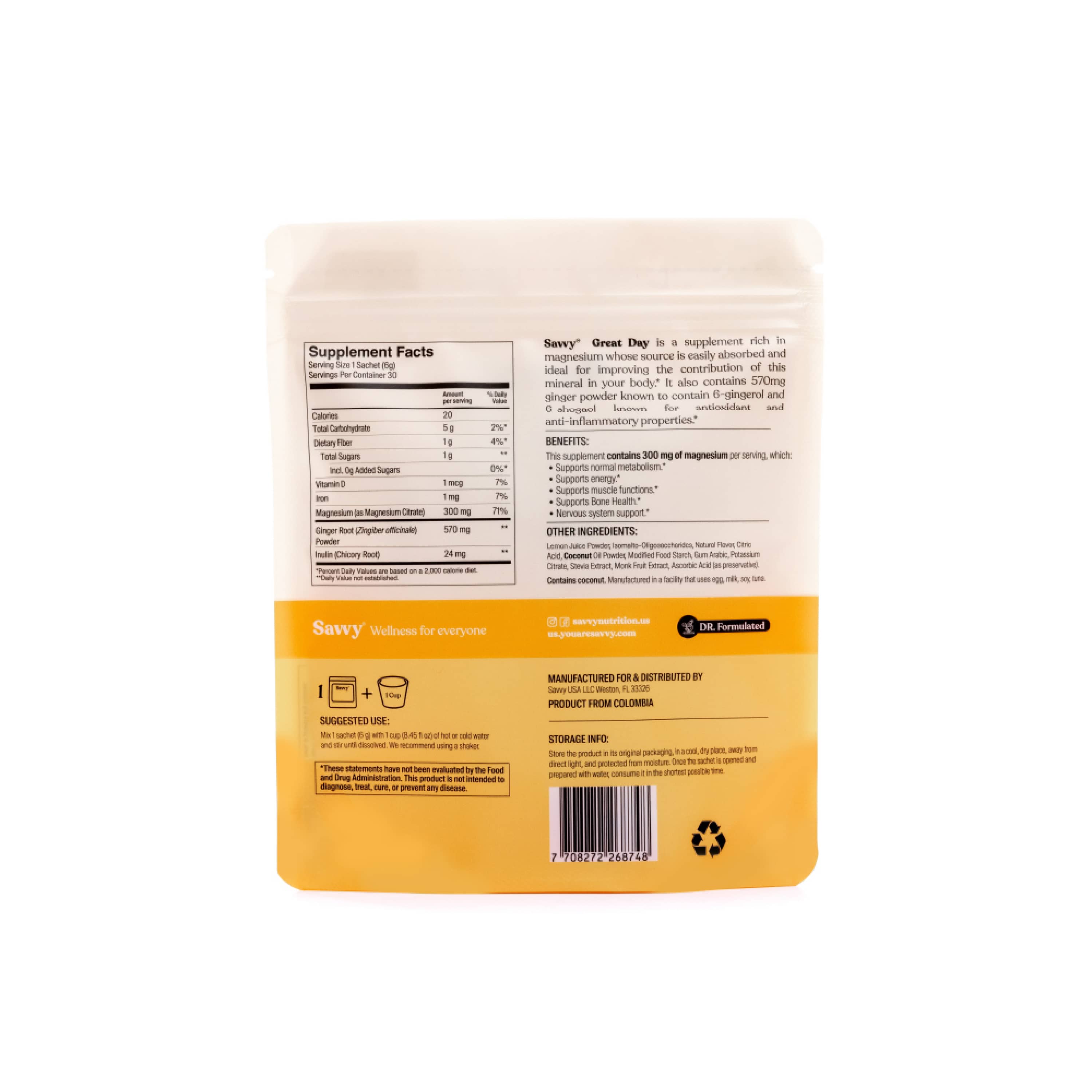Savvy Magnesium Citrate Great Day® lemon gingerine