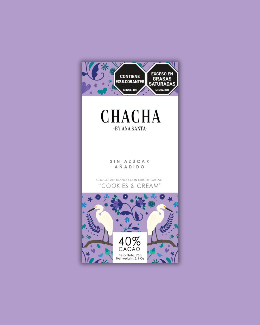 Chacha White Chocolate with cocoa nibs x 4 units