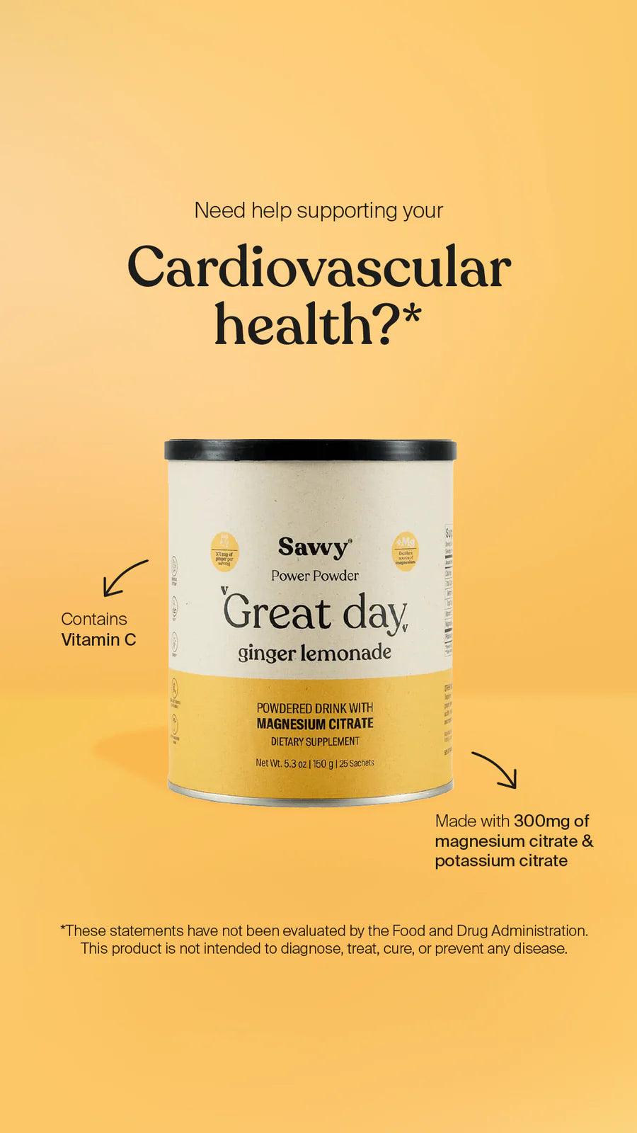 Savvy Citrato de magnesio Great Day® lemon gingerine - Delicious Balance