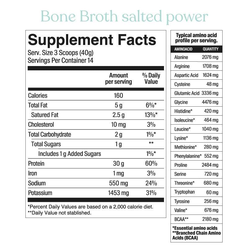 Savvy Bone Broth salted power 560gr - Delicious Balance