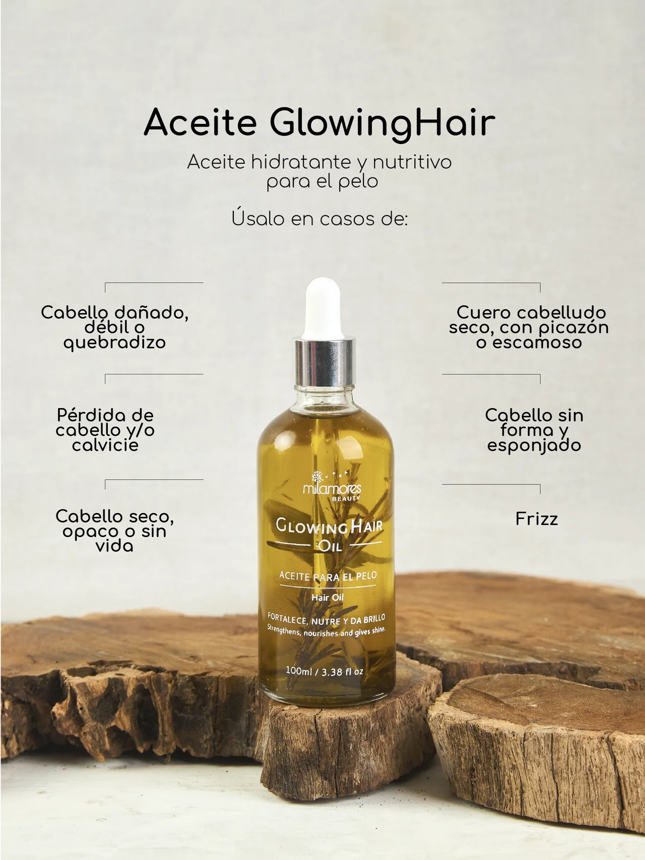 Mil Amores GlowingHair - Aceite nutritivo para el pelo 50 ml