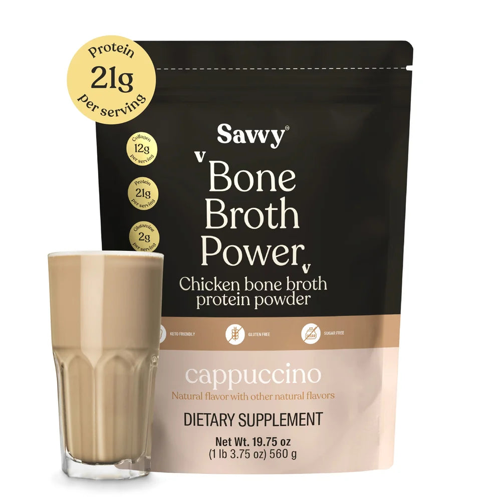 Savvy: Bone Broth Power® Capuchino 560 gramos - Proteína en polvo