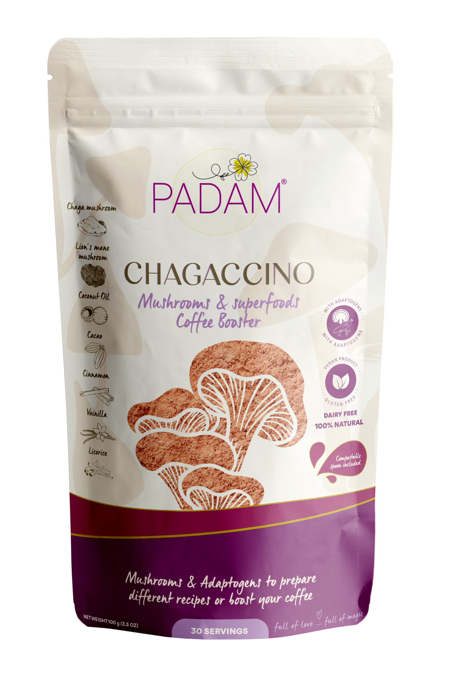 PADAM Chagaccino. 100 gr. 30 servings
