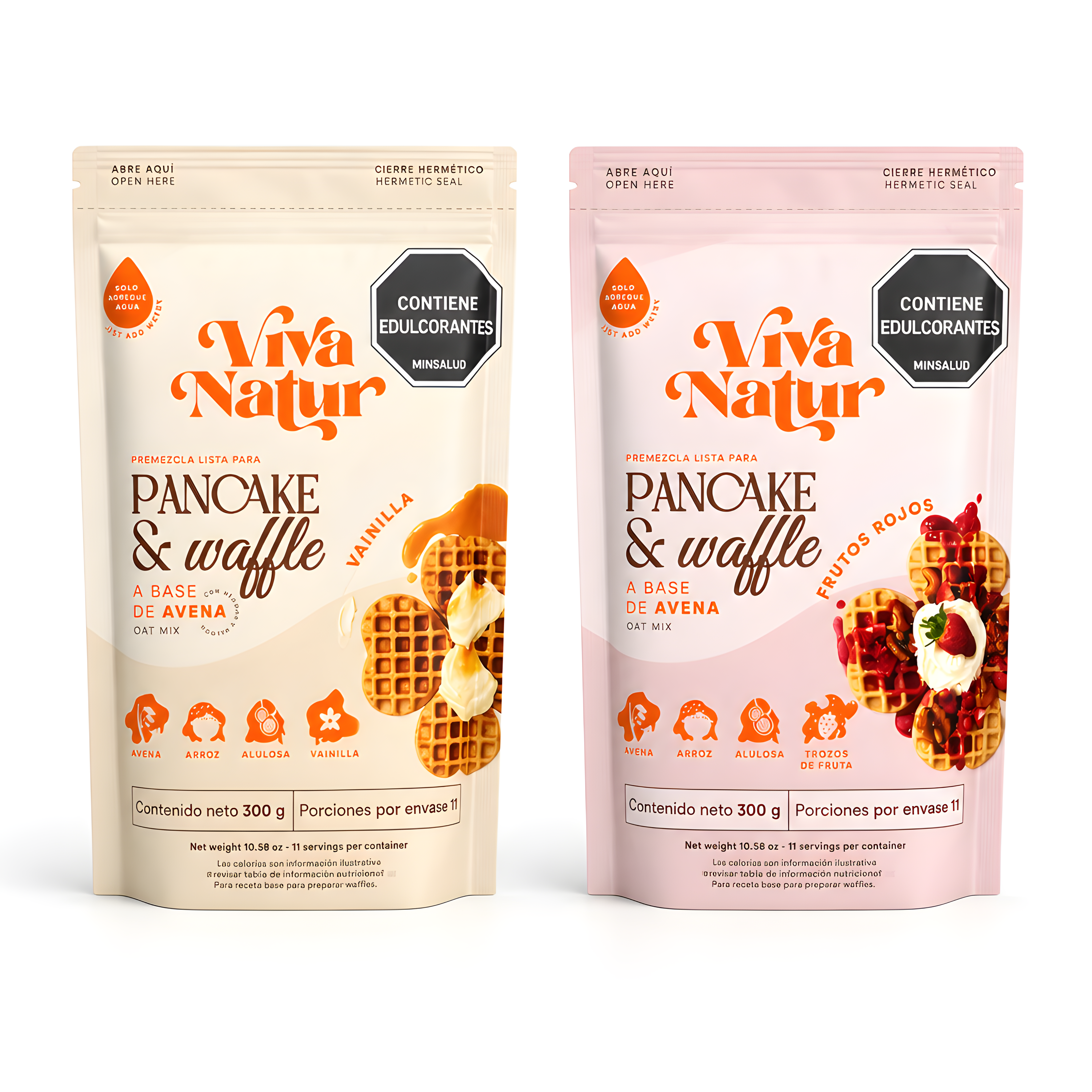 Combo Doble Premezcla Viva Natur Frutos Rojos + Vainilla