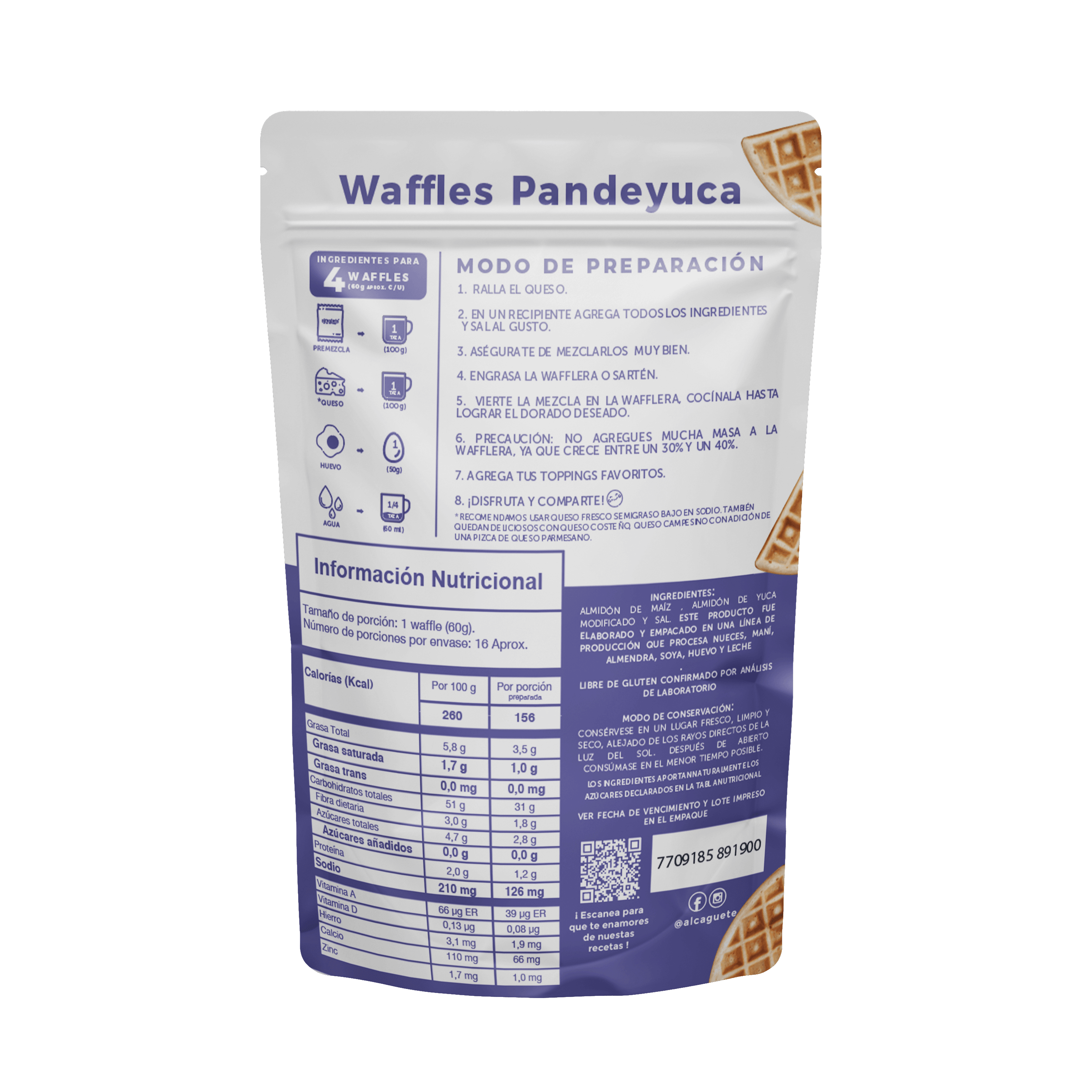 Mezcla para waffles de pan de yuca